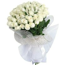 55 Snow-white roses (Ecuador) h 100 cm